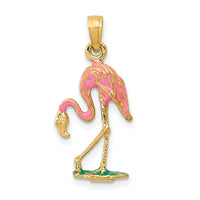 Load image into Gallery viewer, 14k Enameled Flamingo Pendant
