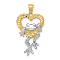 Load image into Gallery viewer, 14k and Rhodium D/C Frog in Heart Pendant
