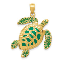Load image into Gallery viewer, 14k 3-D Enameled Sea Turtle Pendant
