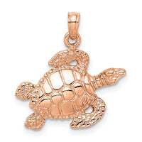 Load image into Gallery viewer, 14k Rose Gold Textured Sea Turtle Charm
