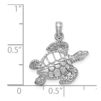 Load image into Gallery viewer, 14K White Gold Textured Sea Turtle Charm
