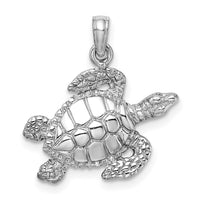 Load image into Gallery viewer, 14K White Gold Textured Sea Turtle Charm
