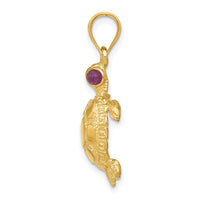 Load image into Gallery viewer, 14k Turtle with Ruby Eyes Pendant
