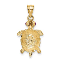 Load image into Gallery viewer, 14k Turtle with Ruby Eyes Pendant
