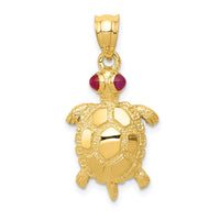 Load image into Gallery viewer, 14k Turtle with Ruby Eyes Pendant
