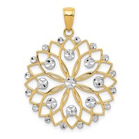 Load image into Gallery viewer, 14k and White Rhodium Diamond-cut Flower Pendant
