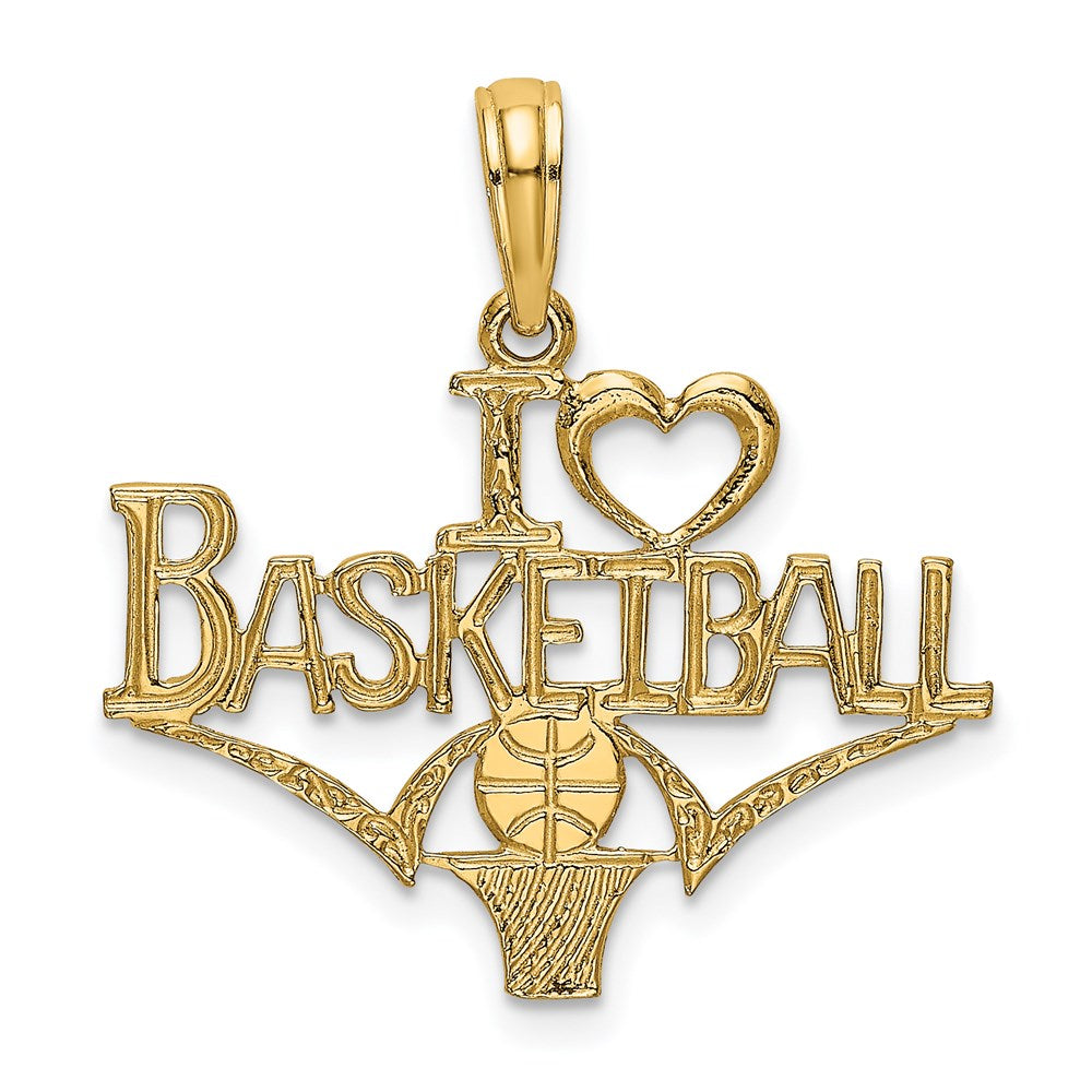 14K I HEART BASKETBALL w/Ball and Net Charm