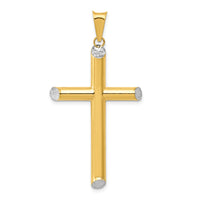 Load image into Gallery viewer, 14K W/Rhodium 3-D Hollow D/C Cross Pendant
