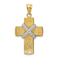 Load image into Gallery viewer, 14K Two-tone Diamond-cut Cross Pendant
