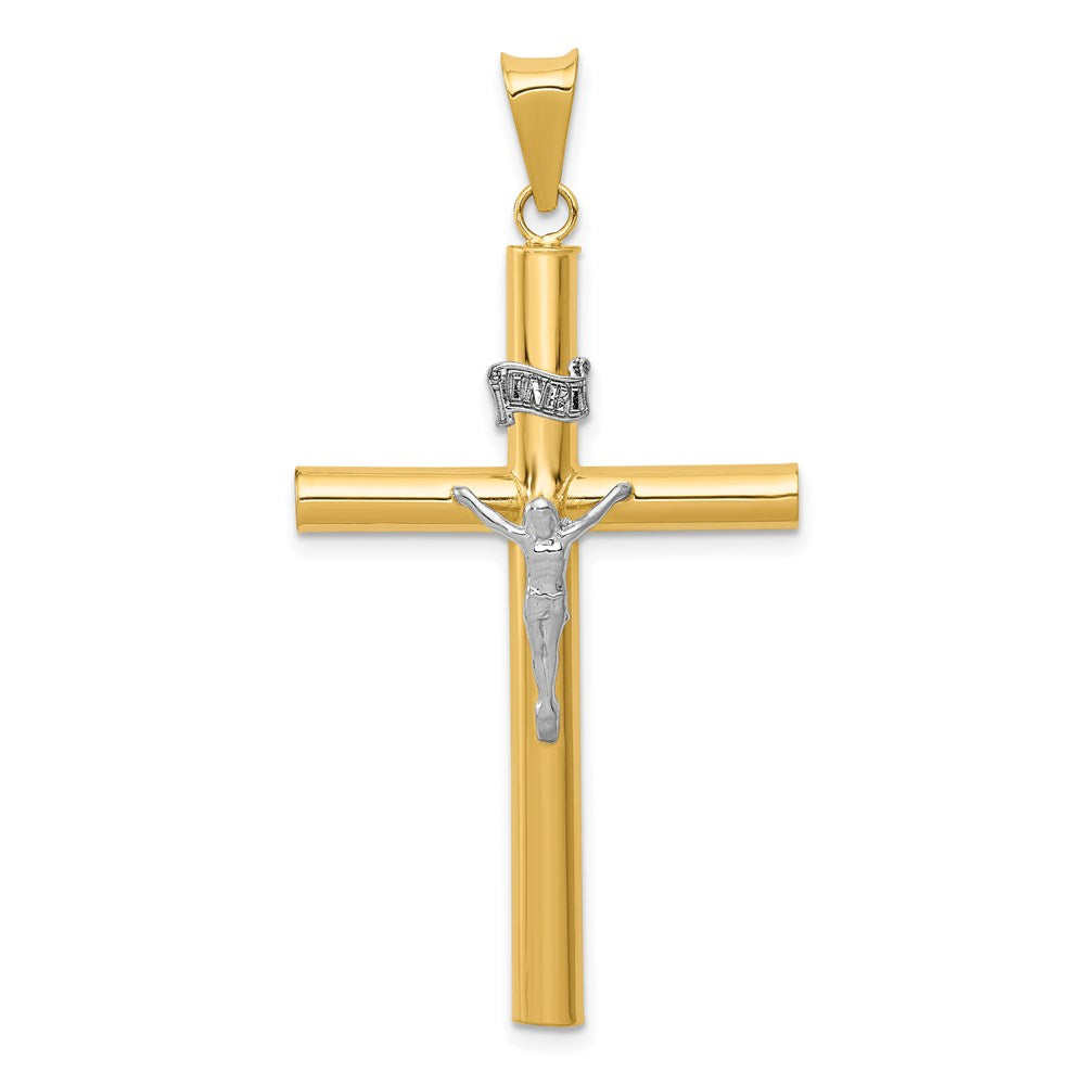 14k Two-tone INRI Crucifix Pendant