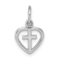 Load image into Gallery viewer, 14k White Gold Cross in Heart Charm
