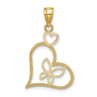 Load image into Gallery viewer, 14k and White Rhodium Butterfly in Heart Pendant
