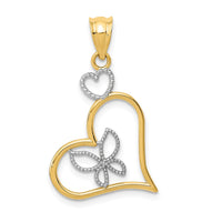 Load image into Gallery viewer, 14k and White Rhodium Butterfly in Heart Pendant
