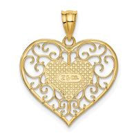 Load image into Gallery viewer, 14K Polished Filigree Heart Pendant
