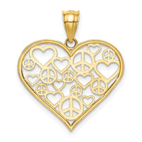 Load image into Gallery viewer, 14K Polished Hearts and Peace Signs in Heart Pendant
