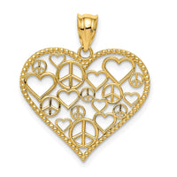 Load image into Gallery viewer, 14K Polished Hearts and Peace Signs in Heart Pendant
