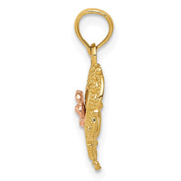 Load image into Gallery viewer, 14K Two-tone Polished Flower in Fancy Border Heart Pendant
