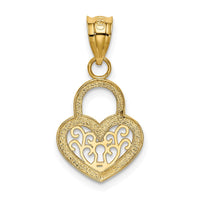 Load image into Gallery viewer, 14K Polished Filigree Heart Lock Charm
