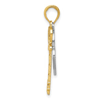 Load image into Gallery viewer, 14K w/White Rhodium Moveable Filigree Heart Key and Lock Charm
