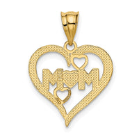 Load image into Gallery viewer, 14k and White Rhodium Diamond-cut Mom Heart Pendant
