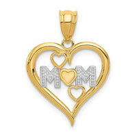 Load image into Gallery viewer, 14k and White Rhodium Diamond-cut Mom Heart Pendant

