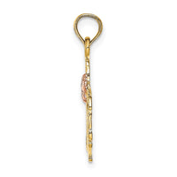 Load image into Gallery viewer, 14K Two-tone Polished MOM and Flower Pendant
