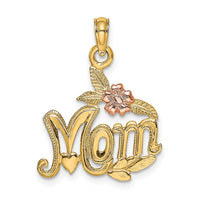 Load image into Gallery viewer, 14K Two-tone Polished MOM and Flower Pendant
