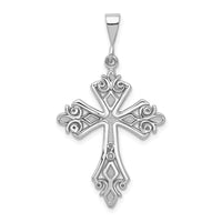 Load image into Gallery viewer, 14k White Gold Fleur De Lis Cross Pendant
