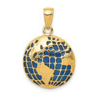 Load image into Gallery viewer, 14K Blue Enameled Globe Pendant
