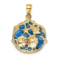 Load image into Gallery viewer, 14K Blue Enameled Shell Cluster Pendant
