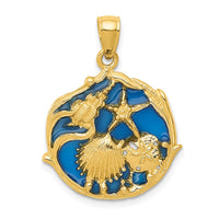 Load image into Gallery viewer, 14K Blue Enameled Shell Cluster Pendant
