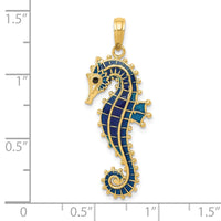 Load image into Gallery viewer, 14K 3-D Blue Enameled Seahorse Pendant

