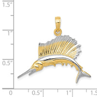 Load image into Gallery viewer, 14K w/Rhodium Sailfish Pendant
