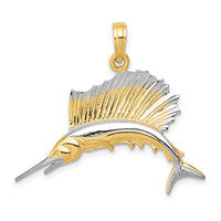 Load image into Gallery viewer, 14K w/Rhodium Sailfish Pendant
