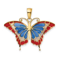 Load image into Gallery viewer, 14K Blue and Red Enameled Butterfly Pendant
