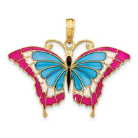 Load image into Gallery viewer, 14K Blue and Red Enameled Butterfly Pendant
