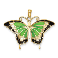 Load image into Gallery viewer, 14K Green Enameled Butterly Pendant
