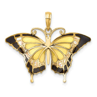 Load image into Gallery viewer, 14K Yellow Enameled Butterfly Pendant
