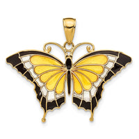 Load image into Gallery viewer, 14K Yellow Enameled Butterfly Pendant
