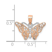 Load image into Gallery viewer, 14k Rose Gold w/Rhodium Diamond-cut Butterfly Pendant
