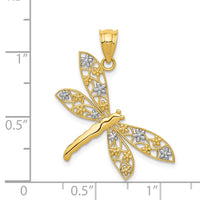Load image into Gallery viewer, 14k w/Rhodium Filigree Dragonfly Pendant
