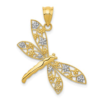 Load image into Gallery viewer, 14k w/Rhodium Filigree Dragonfly Pendant
