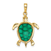 Load image into Gallery viewer, 14K Green Enameled Sea Turtle Pendant
