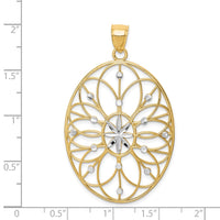 Load image into Gallery viewer, 14Kw/ Rhodium Floral Medallion Pendant
