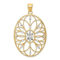 Load image into Gallery viewer, 14Kw/ Rhodium Floral Medallion Pendant

