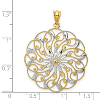 Load image into Gallery viewer, 14k and Rhodium Diamond-cut Fancy Swirl Pendant
