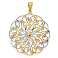 Load image into Gallery viewer, 14k and Rhodium Diamond-cut Fancy Swirl Pendant
