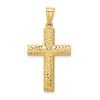 Load image into Gallery viewer, 14K Reversible Textured/Polished Cross Pendant
