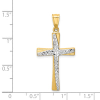 Load image into Gallery viewer, 14k w/Rhodium Diamond-cut Cross Pendant
