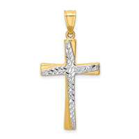 Load image into Gallery viewer, 14k w/Rhodium Diamond-cut Cross Pendant
